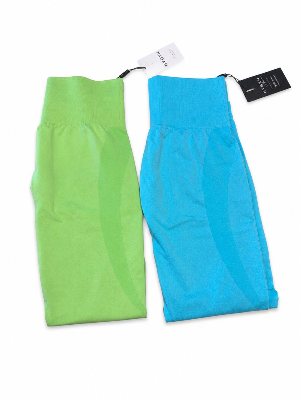 NWT two pairs of NVGTN Contour Seamless Leggings – Lime Green & Turquoise Blue